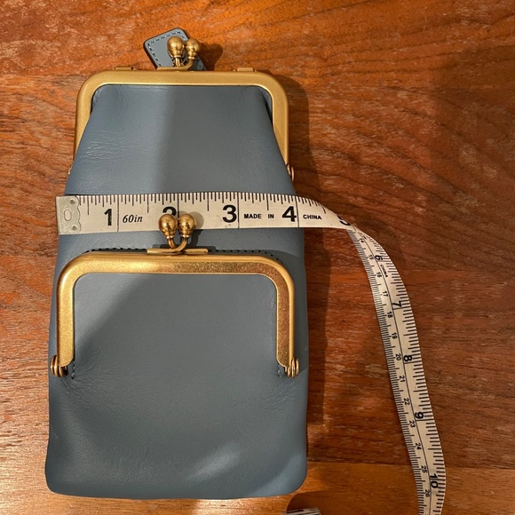 COACH DOUBLE KISSLOCK 1941 BLUE GLOVE-TANNED LEATHER DOUBLE FRAME KISSLOCK BAG - Picture 14 of 15